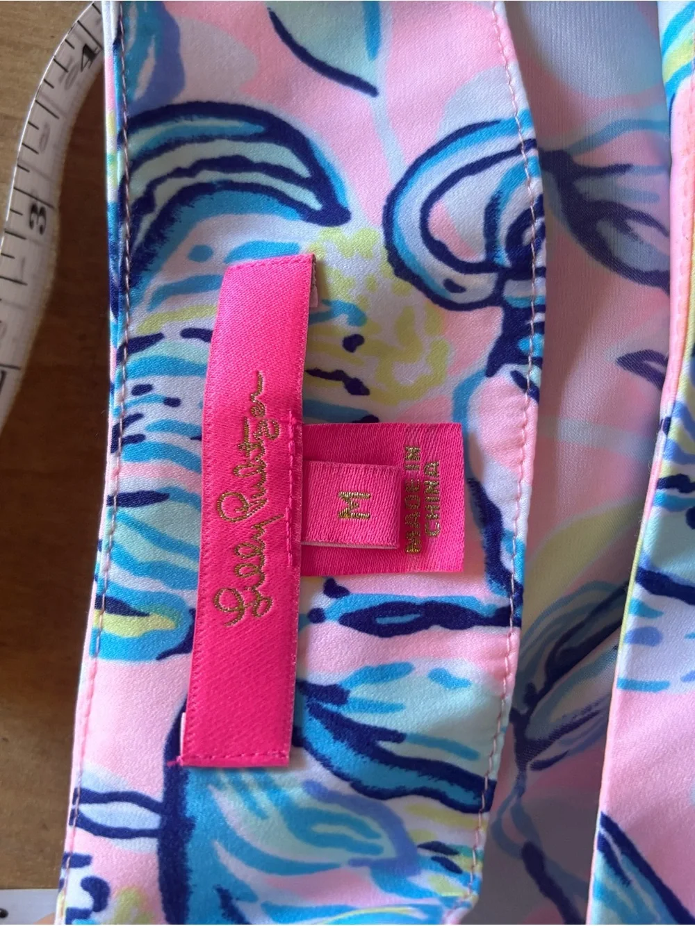 Lilly Pulitzer Pink, Blue & Yellow Abstract Floral Top Vacation Resort Coastal